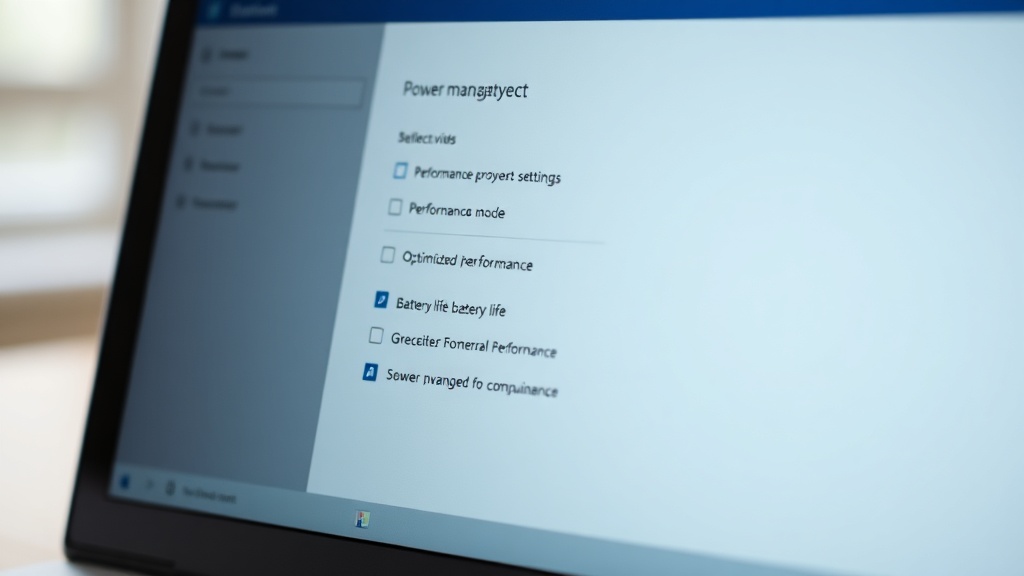 노트북 윈도우 전원 관리 설정 화면에서 성능 모드를 조절하는 모습